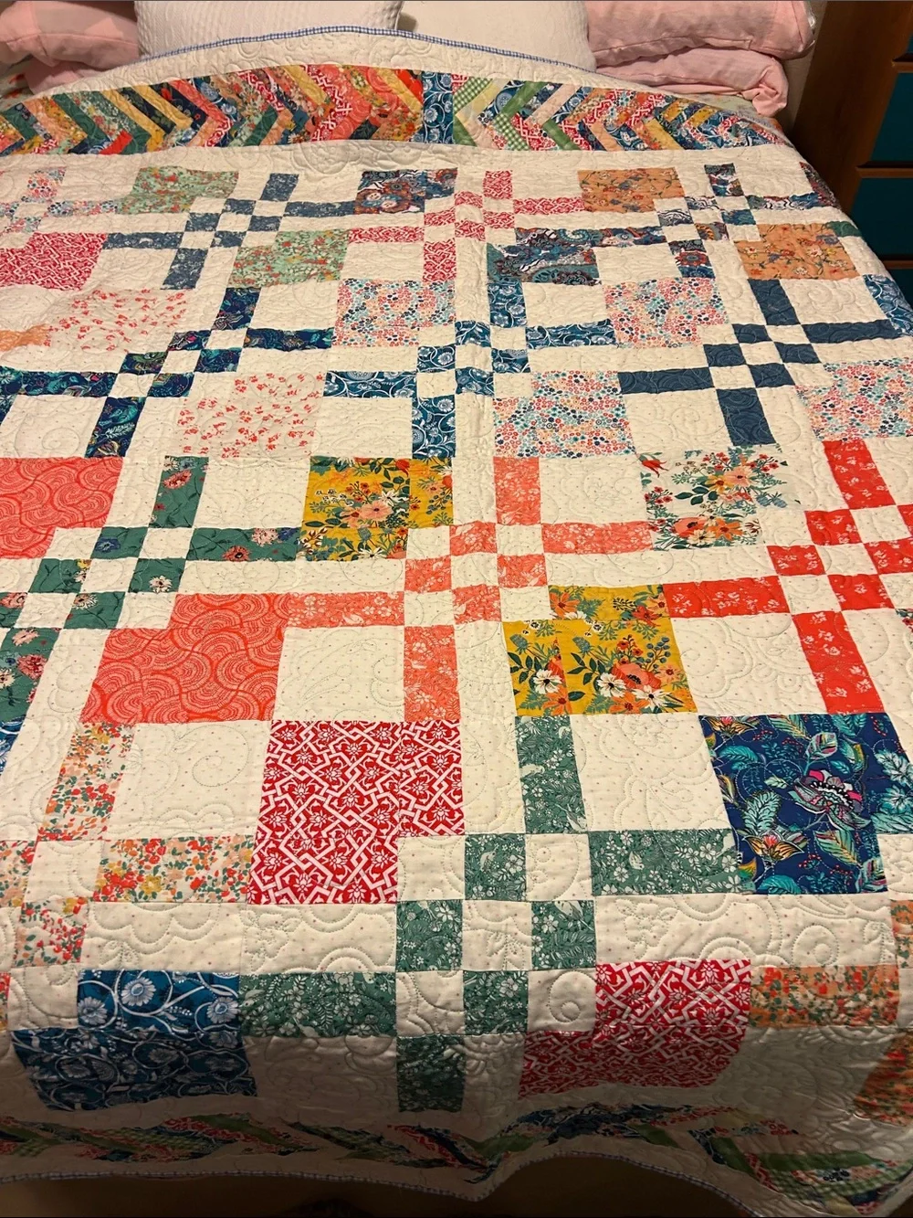 ONE OF A KIND - HANDCRAFTED  Multicolor w/braided borders